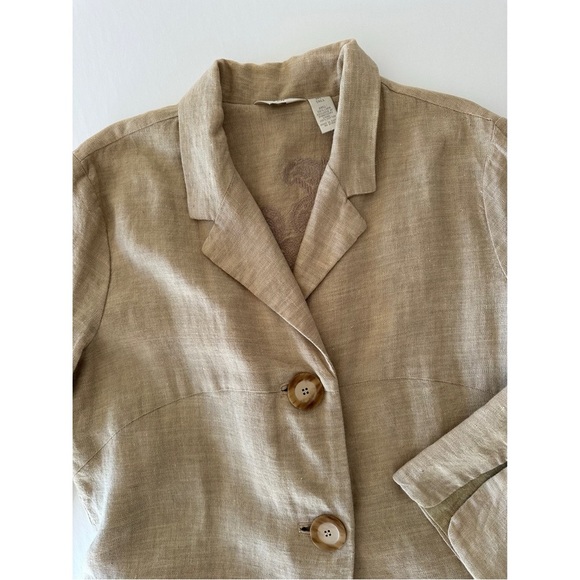 J Jill Embroidered Linen Duster Jacket Coat Lagenlook Size Medium Tall - Picture 5 of 15